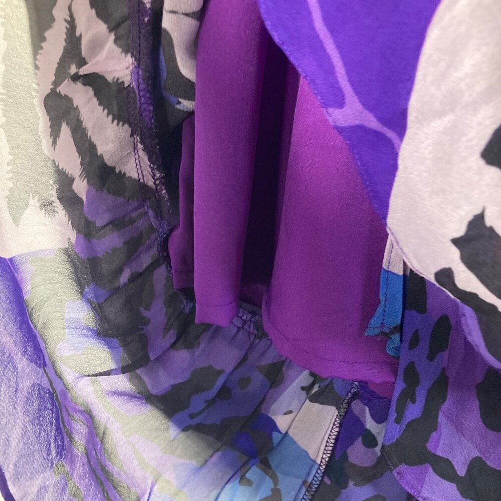 Womens Anthropologie Maude Vivante Animal Print‎ Layered Skirt Purple M NWOT - Picture 5 of 12